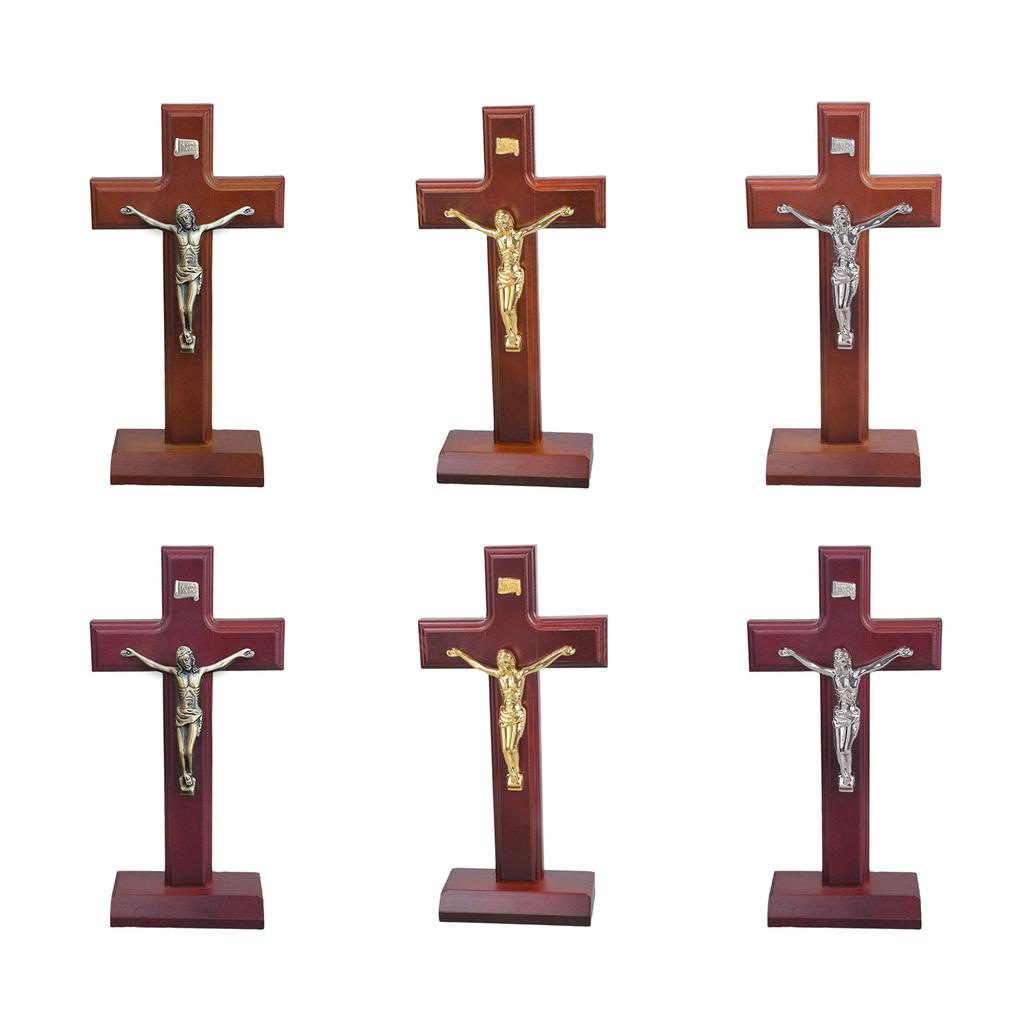 Wooden Catholic Crosses With Smooth Surfaces Tabletop Wall Mount Religious Decoration for Prayer Room Gift