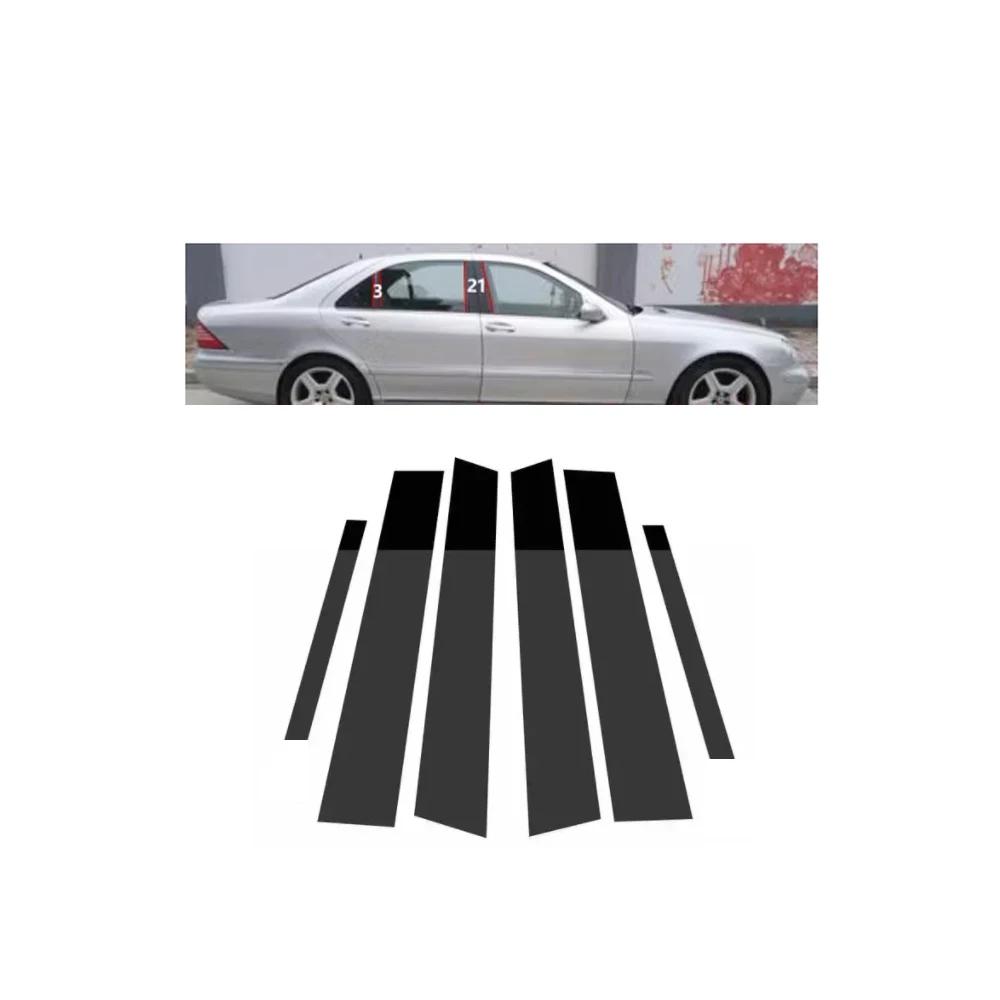 

For Mercedes Benz S Class W220 S280 S320 1998~2005 6PCS Window Trim Covers B C Pillars Column Pillar Stickers Auto Accessories чорний