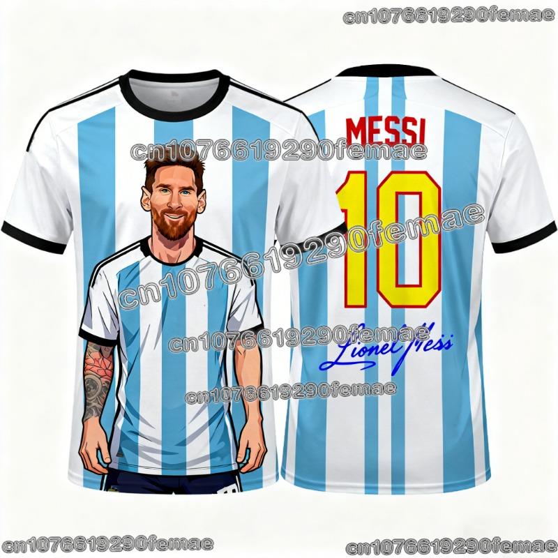 MESSI Superstar Graphic Print Football T-shirt 2026 Summer Men’s Fashion Commemorative Jersey Style Casual Sports Top