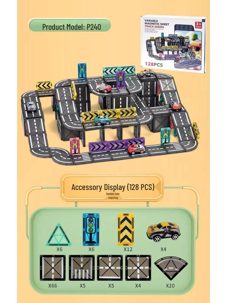 5,5 cm Magnetische Verkehrsbahn Auto Bausteine für Kinder