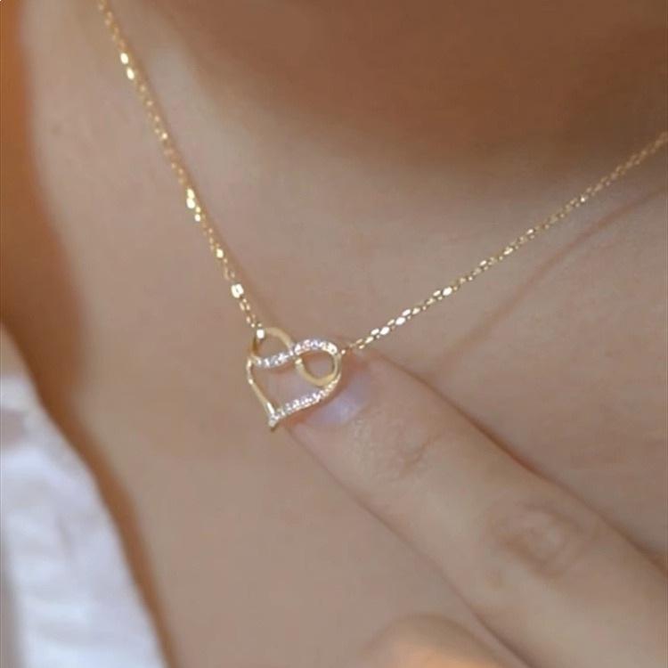 Infinite Love 18K Gold-Plated Heart Zirconia & Sterling Silver Minimalist Necklace Platinum