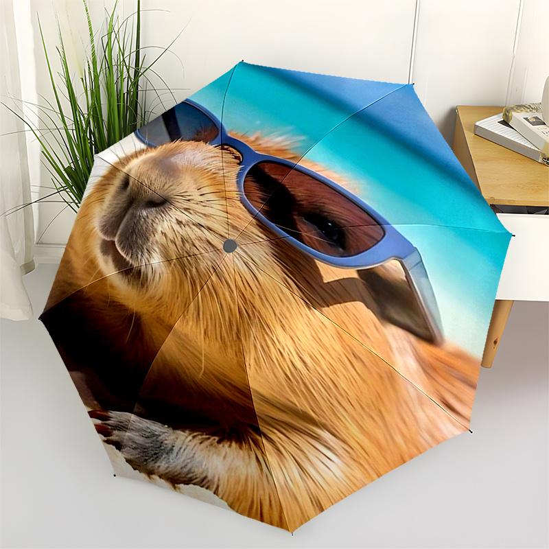 

Capybara Themed Travel Umbrella-8 Ribs Automatic Opening and Closing, Portable Folding Design, Compact and Stylish Umbrella Suitable for Out