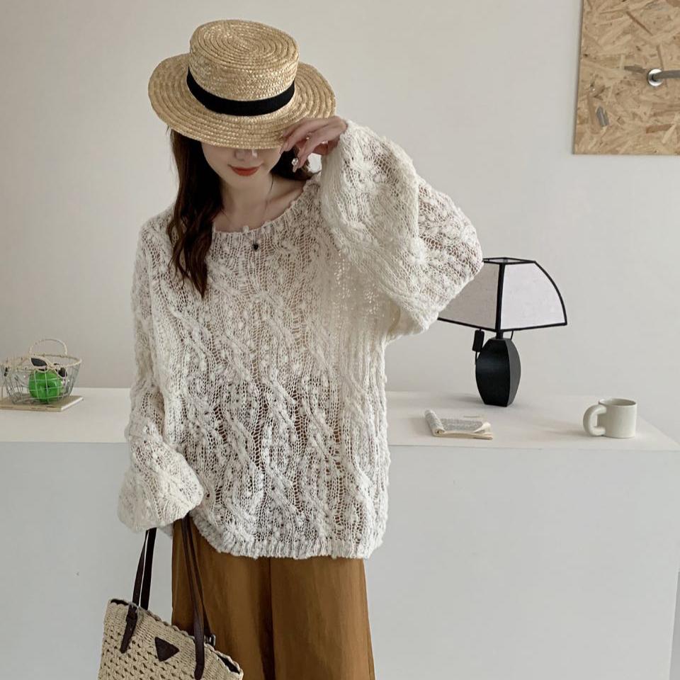 DIMANAF 2025 Sweaters Cardigan Autumn Wear Out Pullover Women Print O-Neck Sweaters Knitting Loose Pink Sweater