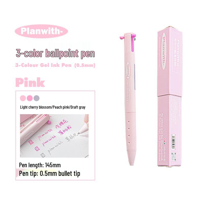 Planen mit Tricolor Druckknopf 0,5mm Stift: Schnelltrocknendes, hochwertiges, mehrfarbiges schwarzes Schreibwarenwerkzeug