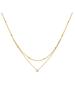 1 Pc Stainless Steel Plated 18K Exquisite Gold Bead Single Diamond Small Double-Layer Necklace