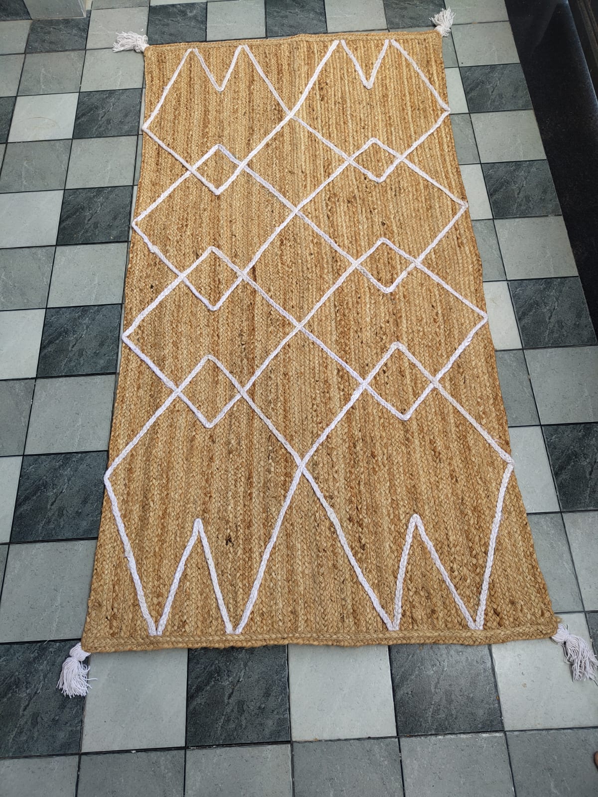 

Декор Джутовый ковер Круглый ковер Натуральный ковер для любого пространства Смотрится Рустик Декор Для любой площади 60 cm x 90 cm (2x3 feet) бежевый/белый