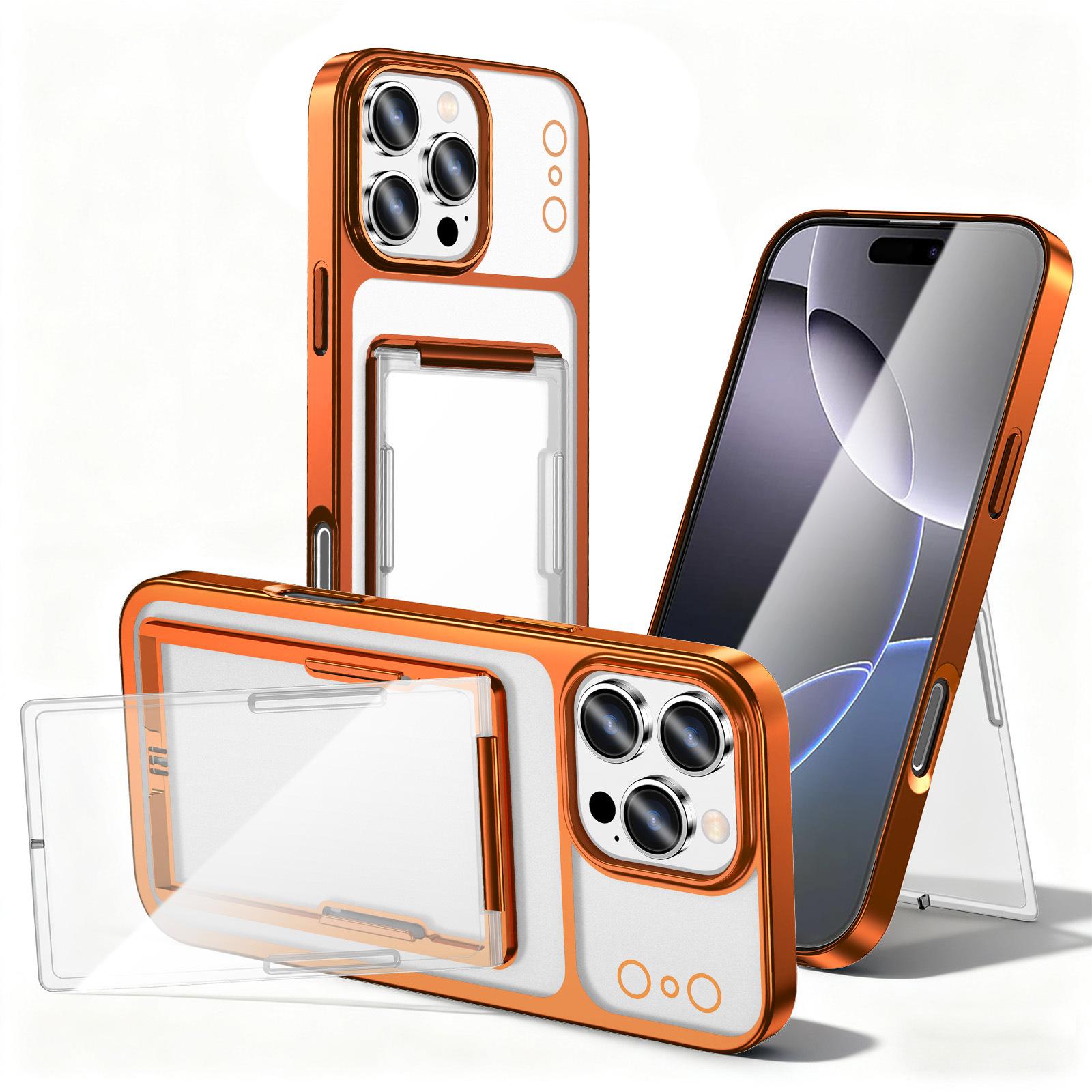 

For IP16PROMAX Card Holder Holder Mobile Phone Case IP15PROMAX Instantly Changes To 17 Electroplated All-inclusive PC Protective Case Consult customer service for specific models.