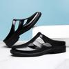 Mode Komfort Leder Herren Pantoletten Sommer Freizeitschuhe Antikollisionszehe Männliche Hausschuhe Outdoor Herren Lazy Schuhe Mode Halbschuhe