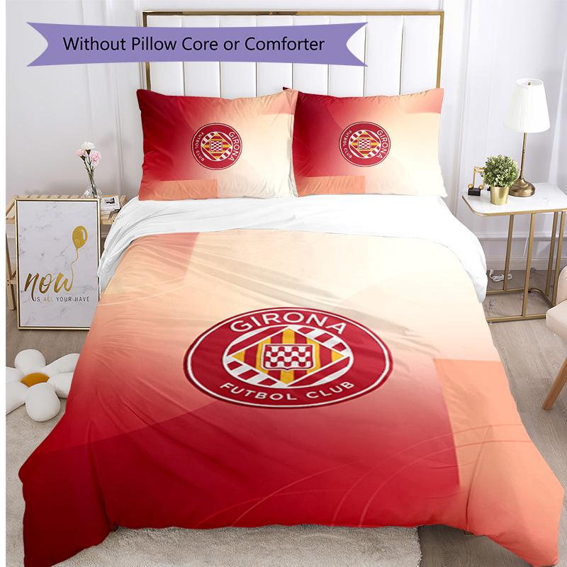 Girona FC Printed 3PCS Bedding Set Breathable Duvet Cover with Pillowcases Decorative Bed Linen for Bedroom Home