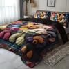 Colorful Teddy Dog Toy Animal Quilt Cover Set 1 Quilt Cover+2 Pillowcases High-Definition Printing For Home And Dormitory