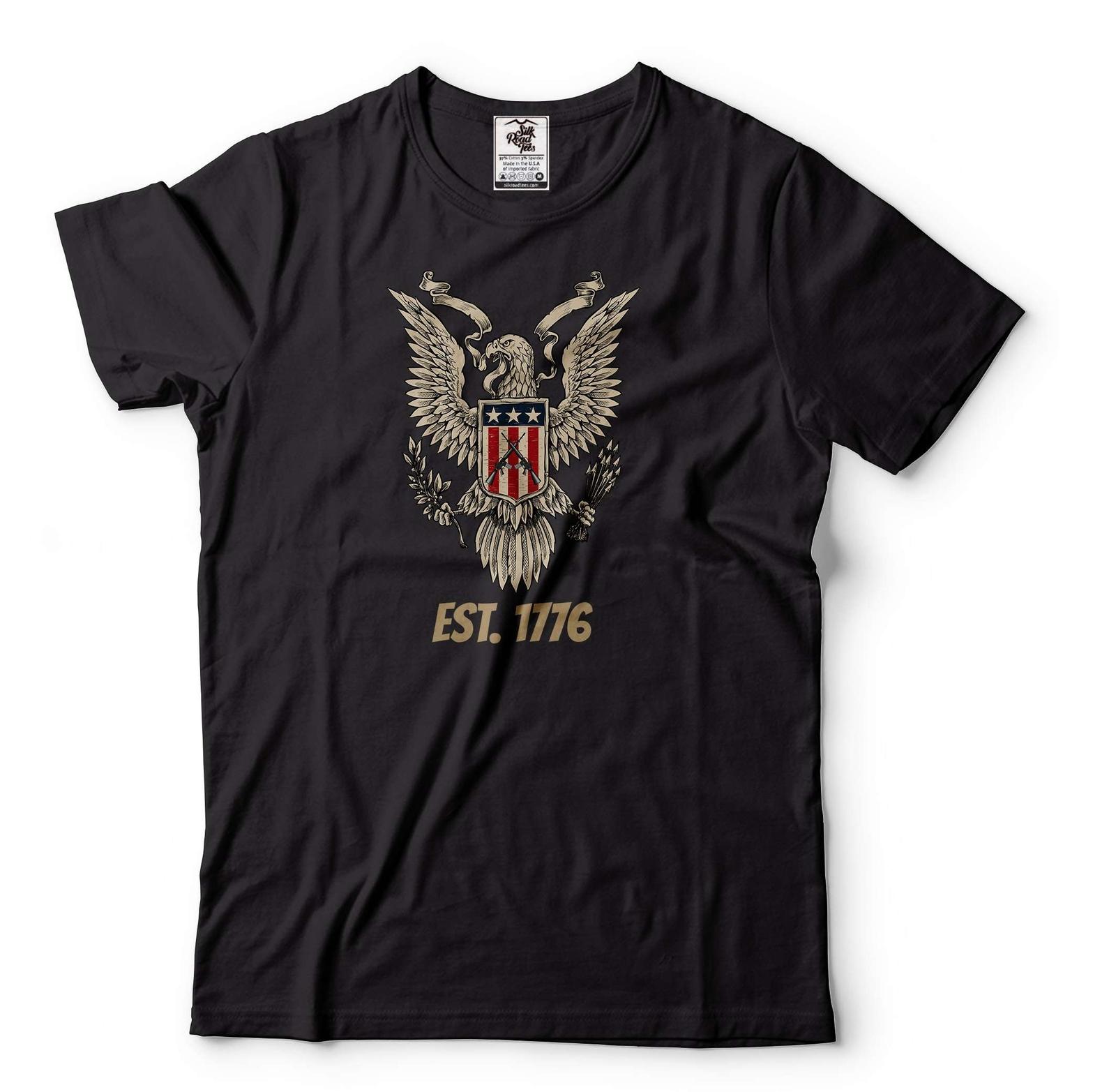 Mens Eagle Est 1776 Shirt American Eagle Tee USA Patriotic Tee US Freedom Shirt L