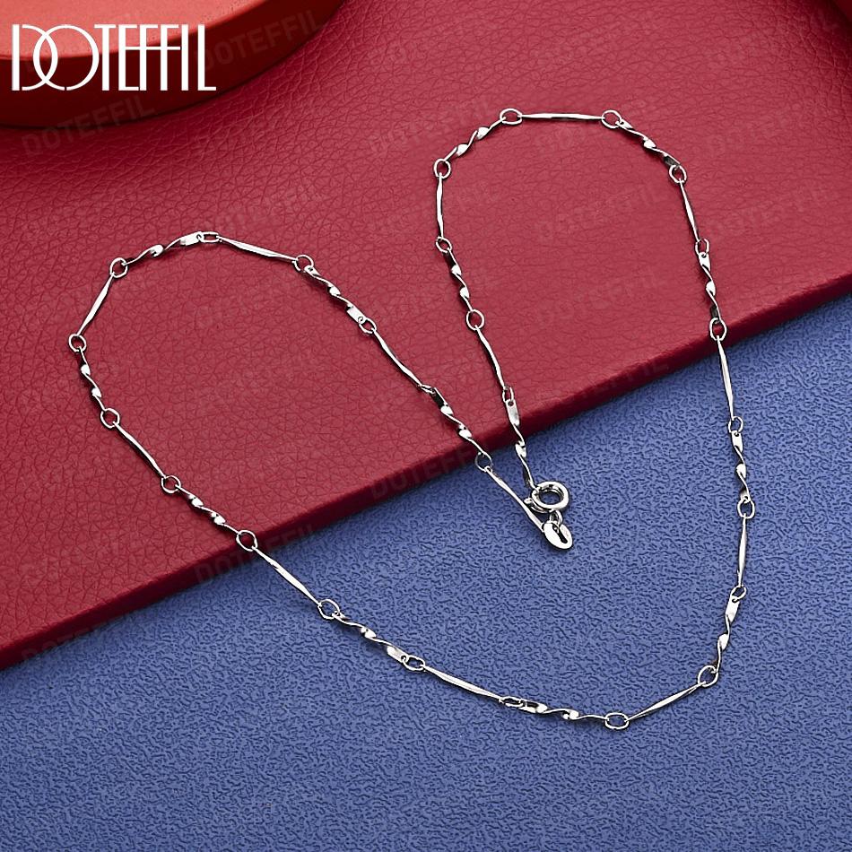 925 Sterling Silver 18-inch Fashion Bamboo Chain Necklace Wedding Jewelry