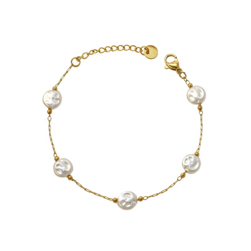 Stainless Steel Personalized High-Quality Popular Non-Fading Texture Round Bead Collarbone Necklace Bracelet Set Elegant Accessories