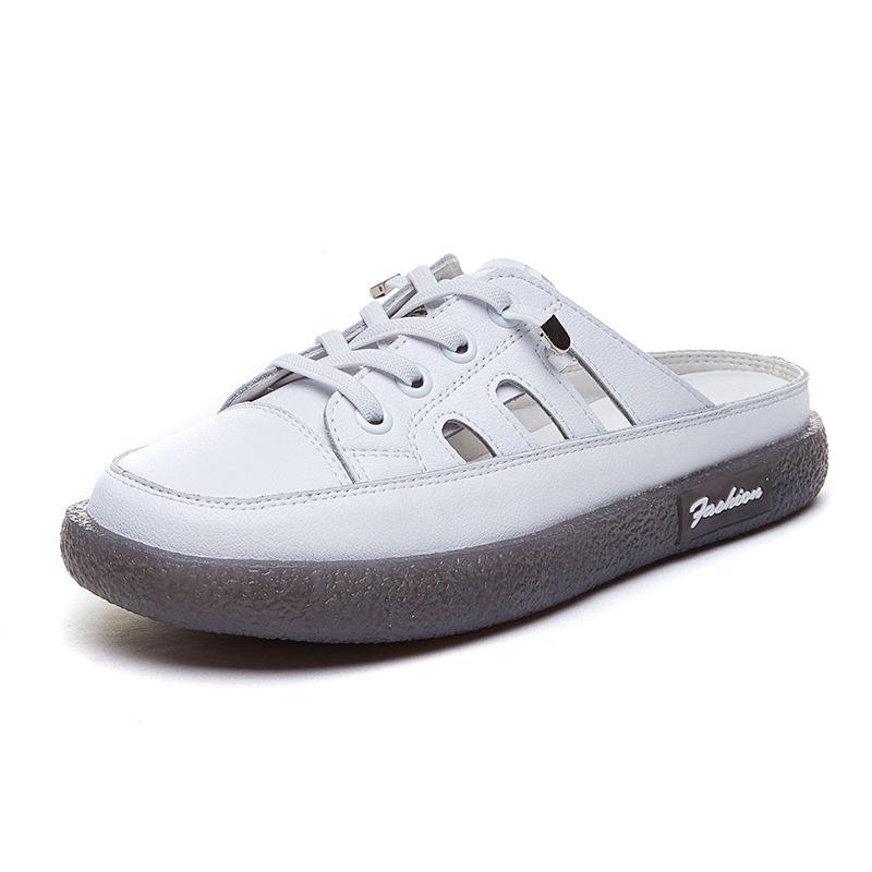 Half slippers women 2025 heelless lazy little white shoes Internet celebrities casual wear fashion bag head sandals women comfortable