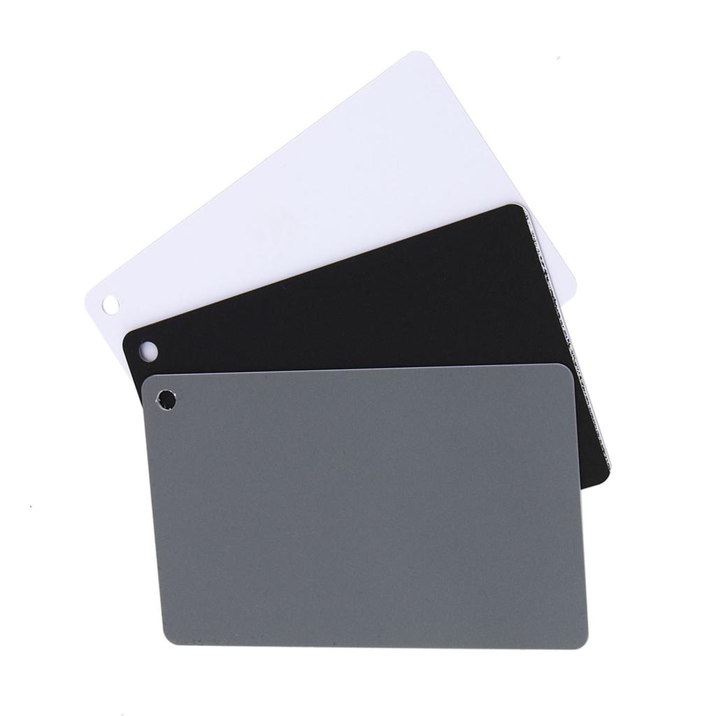3 In 1 18percent  Digital Photography Exposure Color Balance Card Set Gray White Black