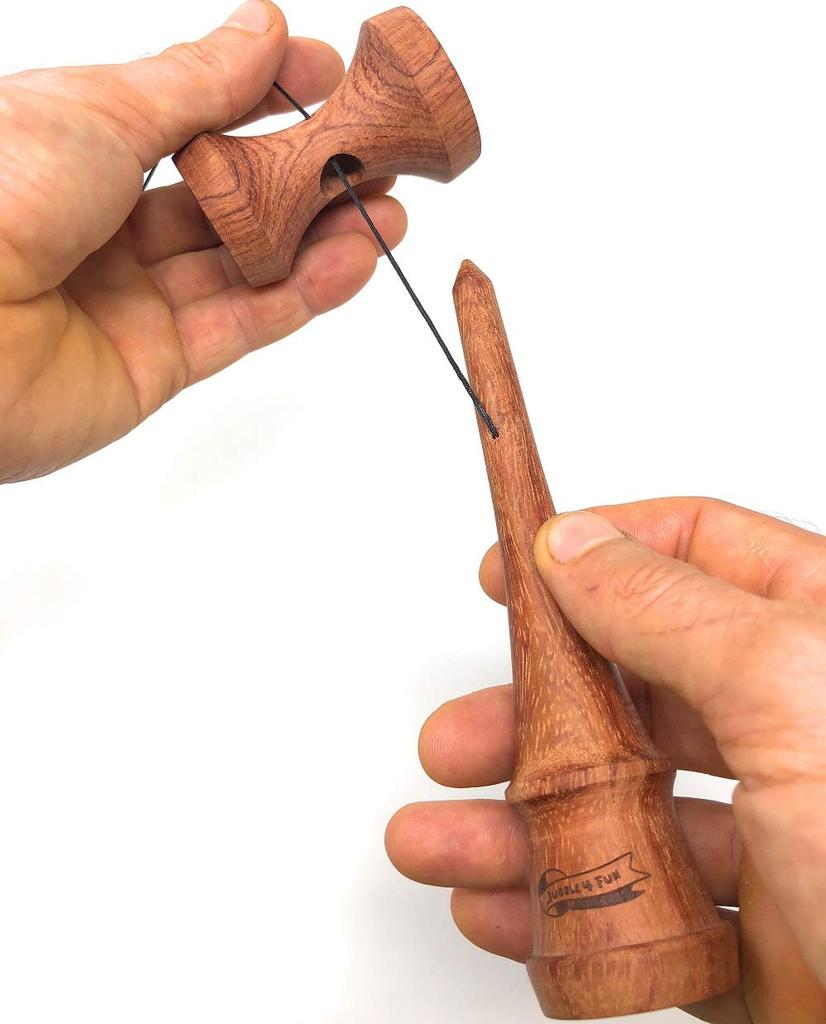 MyCircus Kendama Adult JUGGLE 4FUN Replacement Strings and (Cherry Wood) (Includes Bag)
