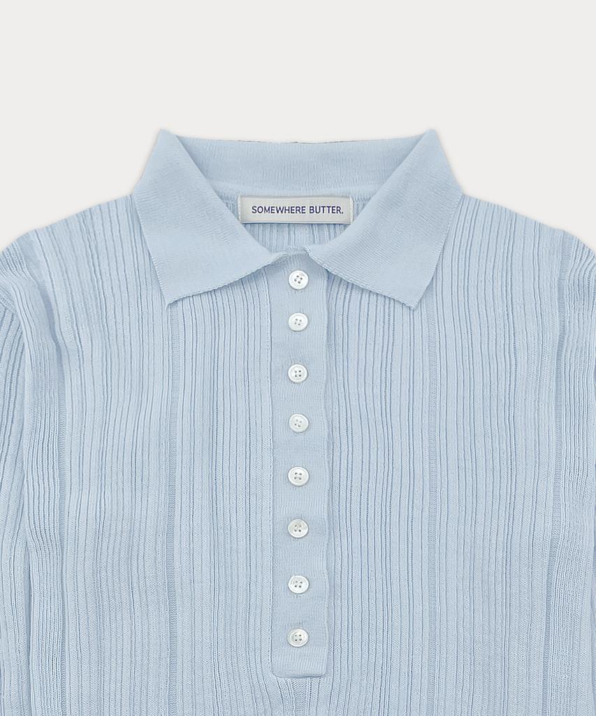 Sseomweeobeoteo Henry Collar Knit - Light Blue