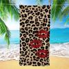 Wild Leopard Lip Print Beach Towel Single Sided 2D Print Trendy Quick Dry Towel Home Bathroom Pool Beach Vibe Decor Travel Towel