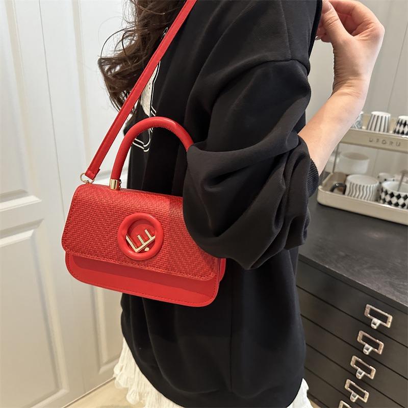 Portable Small Square Bag Femininity Solid Color Simple Summer New Fashion Texture Premium Shoulder Messenger Bag