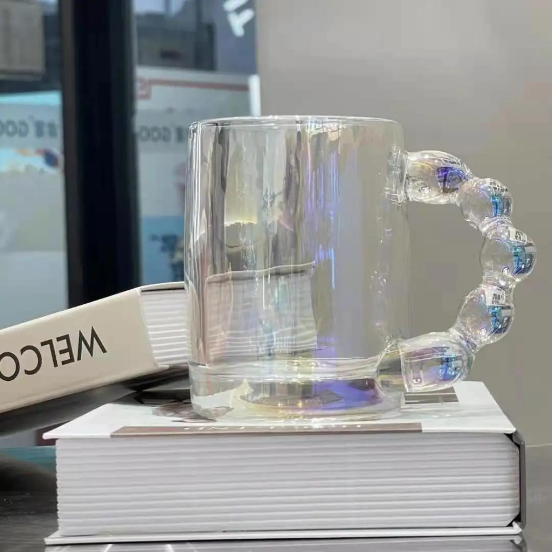 Europa-Stil Kaffeetassen Luxus-Griff Kaffee Milch Nachmittagstee Tasse Kreative Bubble Glas Tassen für Freund Geschenk 300ml