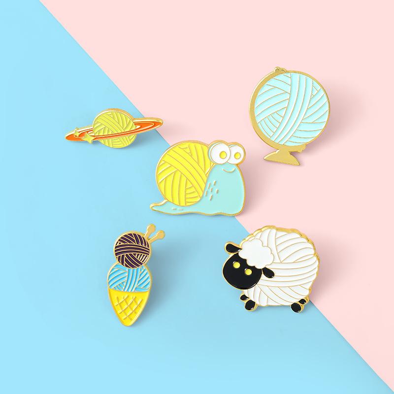 Vibrant Brooch Enamel Set Charming Cartoon Sheep And Snail Brooches For Lovers Fashion