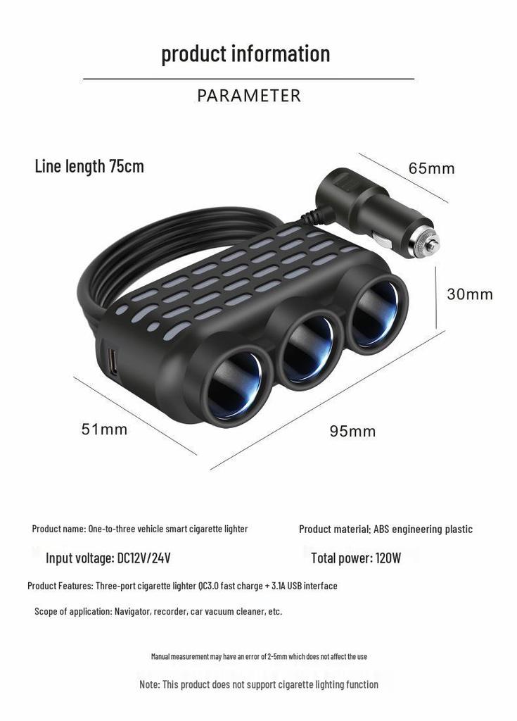 Seven-Color Car Charger: 3-Port QC3.0, USB, PD Fast Charger - 12V/24V Universal
