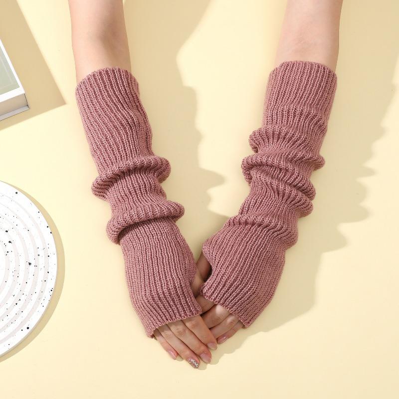 Botvotee Arm Warmers Free Shipping Sleeves for Women Y2k Accessories Knit Warm Winter Extend Sleeves Fingerless Gloves Black