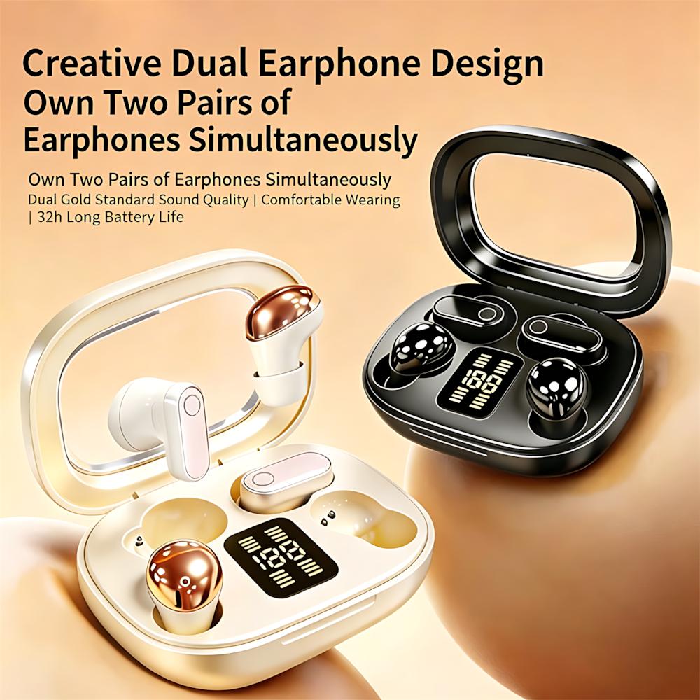 Xiaomi 2-in-1 True Wireless In-ear Earphones Bluetooth Digital Earplug 9D Stereo 0 Delayed Game Couple Birthday Gift HD Call Headphones