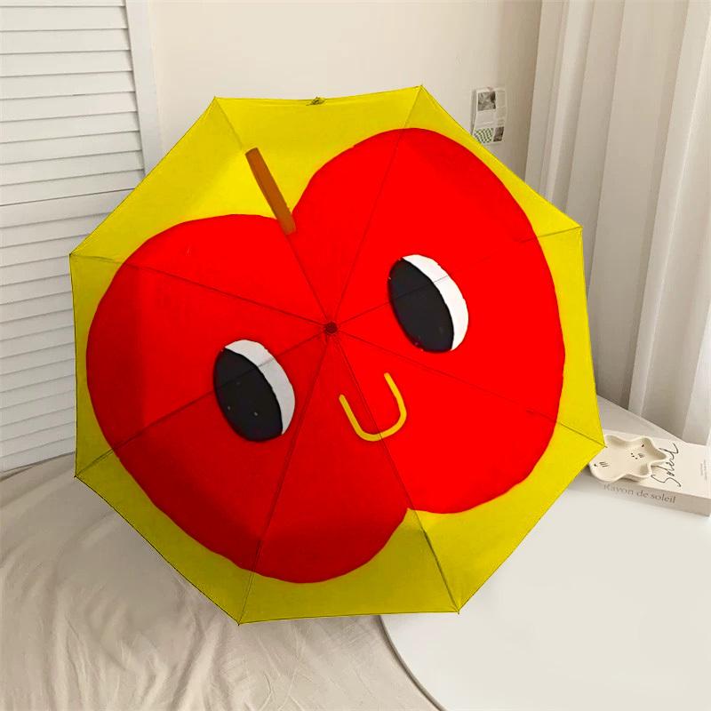 

1PC apple smiley Umbrella-8-Rib Reinforced Portable Folding Travel Suitable for All Seasons Outdoor Daily Use-J333