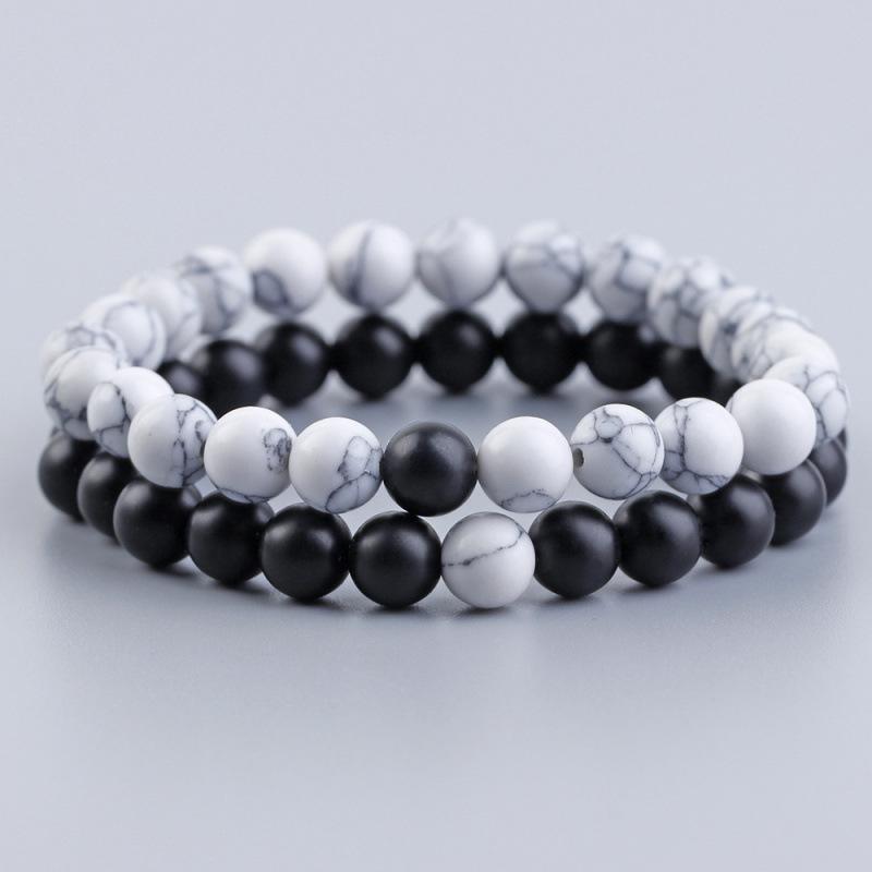 8MM Volcanic Rock & White Turquoise Couple Bracelets