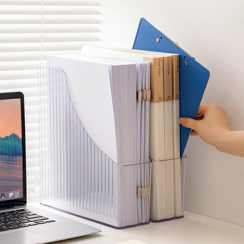 Transparent Book Stand and Storage Rack with Bookshelf Bookends