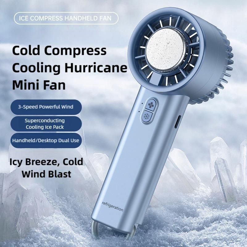 Ice-cooling high-speed handheld fan 5200mAh portable mini fan, suitable for travel, camping, and outdoors