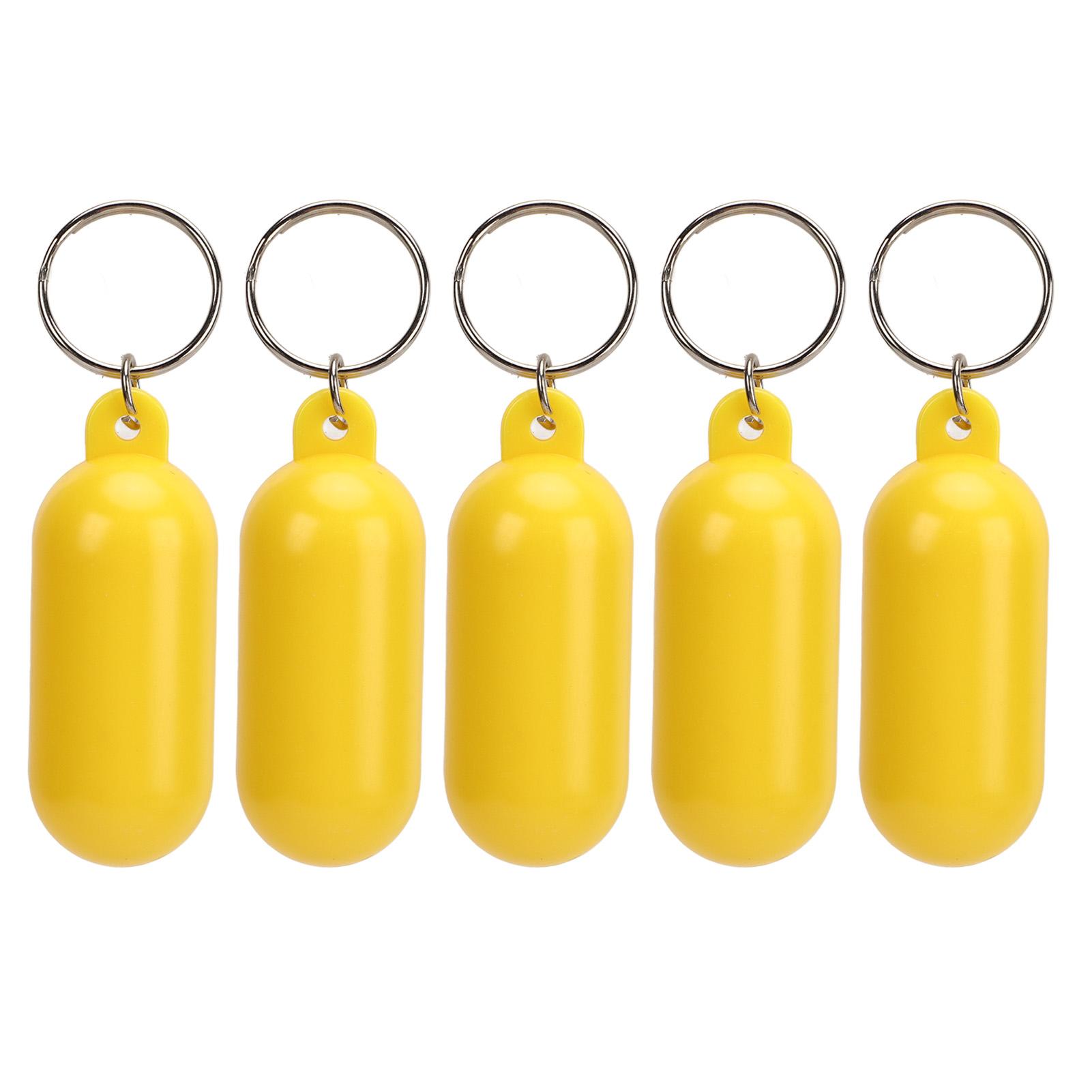 

5Pcs Plastic Floating Keychain Key Ring Pill Shape Floating Key Ring for Boating Fishing Kayak Surfing Sailing Outdoor Sports Accessories Yellow