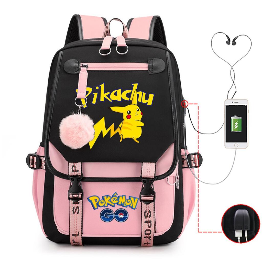 Contrasting Color Neutral Universal Schoolbag Cute Cartoon Print Primary And Secondary School Students Spine Protection Double Shoulder Usb Backpack