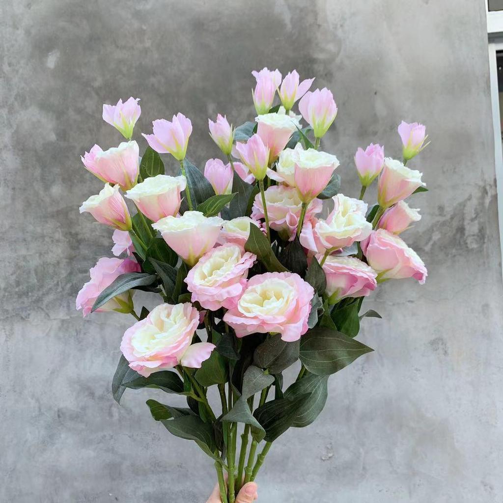 Flores de Lisianthus de Seda Estilo Nórdico - 6 Cabezas para Fondos de Arte y Fotografía
