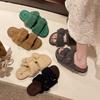 2025 New Spring and Autumn Flat-bottomed Versatile Casual Fluffy Slippers Women's Fashion One-word Slippers Women's Trendy Shoes