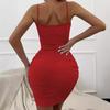 2025 Europäisches & Amerikanisches Sexy V-Ausschnitt Sommer Bodycon Trägerkleid für Frauen