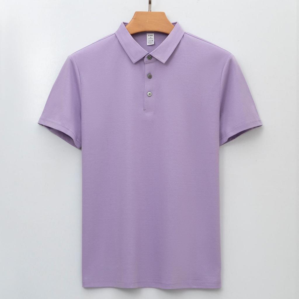 Hochwertiges Baumwoll-Poloshirt Kurzarm Bügelfrei Langstapel-Baumwoll-T-Shirt Nahtloser Hals Poloshirt Herren
