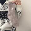 Winter Thickened Wool Mid-calf Socks, Heart-embroidered Pile Women's Socks, Double-needle Wool Socks