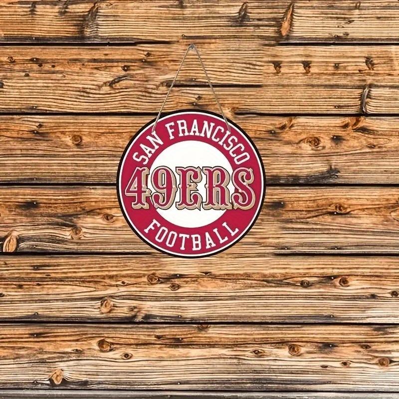 American Football Round Wooden Sign, home Room Holiday Festivals Front Sence Door Wall Hangng Art Sign Decor, Gift for Rugby Fans