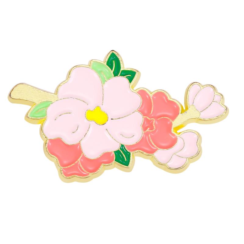 Month Flowers Enamel Pins Iris Lily Hydrangea Peach Blossom Brooch Lapel Badge Cartoon Plant Jewelry Gift for Kids Friends
