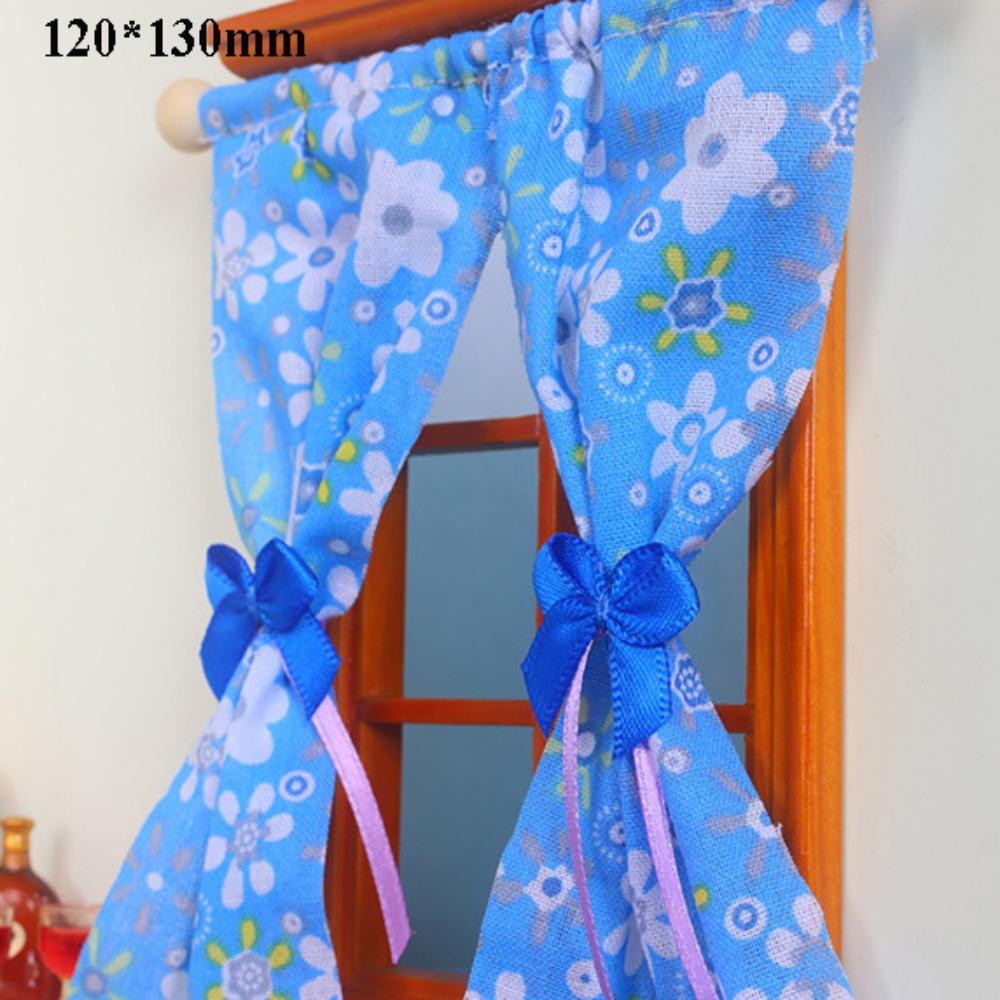 1/12 Dollhouse Sweet Floral Curtains Model Lace Mesh Dolls House Living Scene Decor