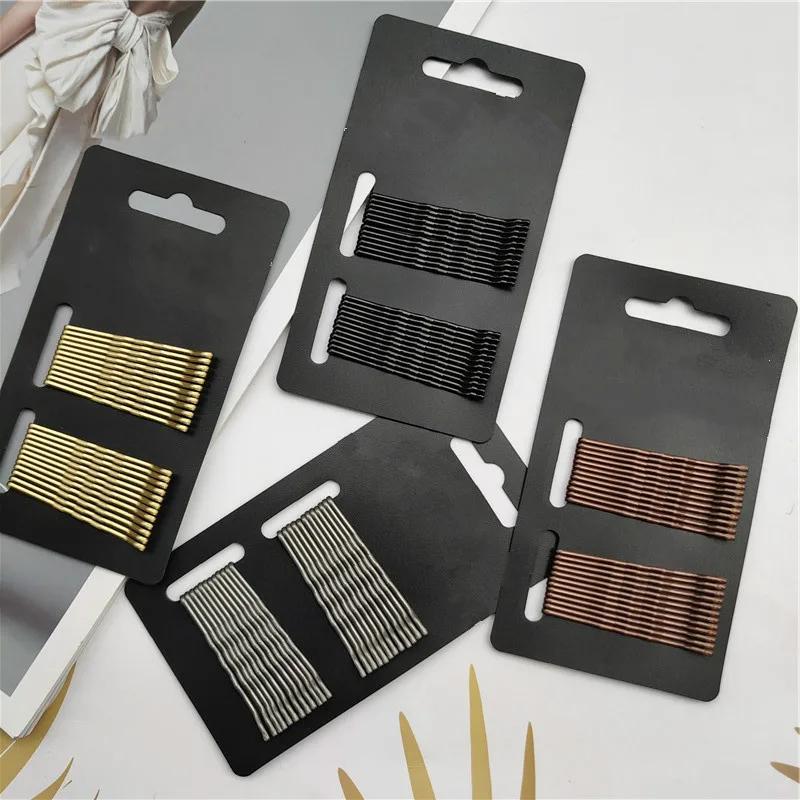 24pcs/lot Women Gold Black Drip Invisible Hair Grips Curly Wavy Bobby Pins For Daily Use Wedding Party Hair Maker