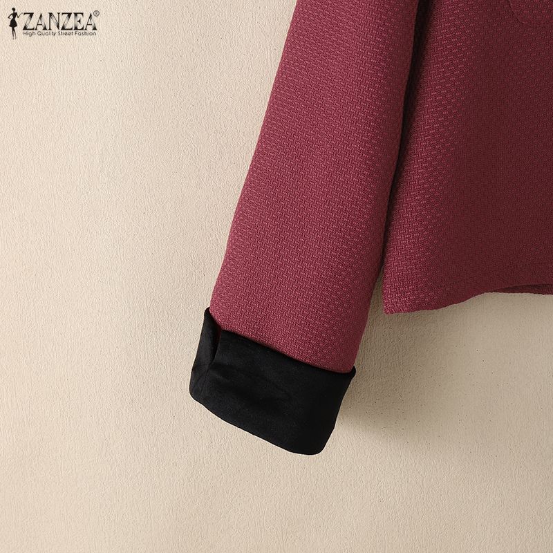 ZANZEA Vestes cardigan décontractées à manches longues et col rabattu pour femmes