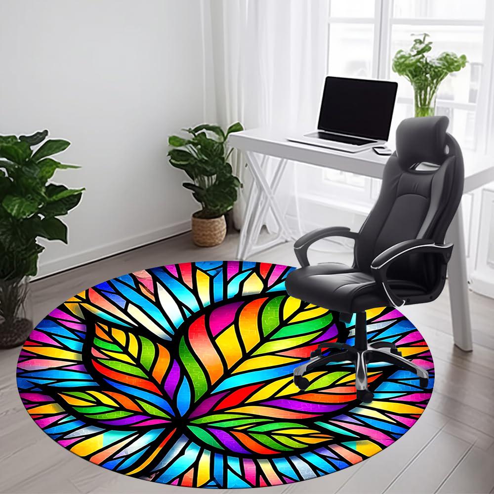 1pc Stained Glass Mandala Office Round Area Rug, Indoor Mat Suitable ForOffice, Under Office Chairs Bedroom Living Room Home Decor, Room Deco 048