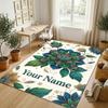 Floral Art Card Theme Soft Crystal Velvet Rug Custom Name & Text Print Non Slip Floor Rug for Bedroom Living Room