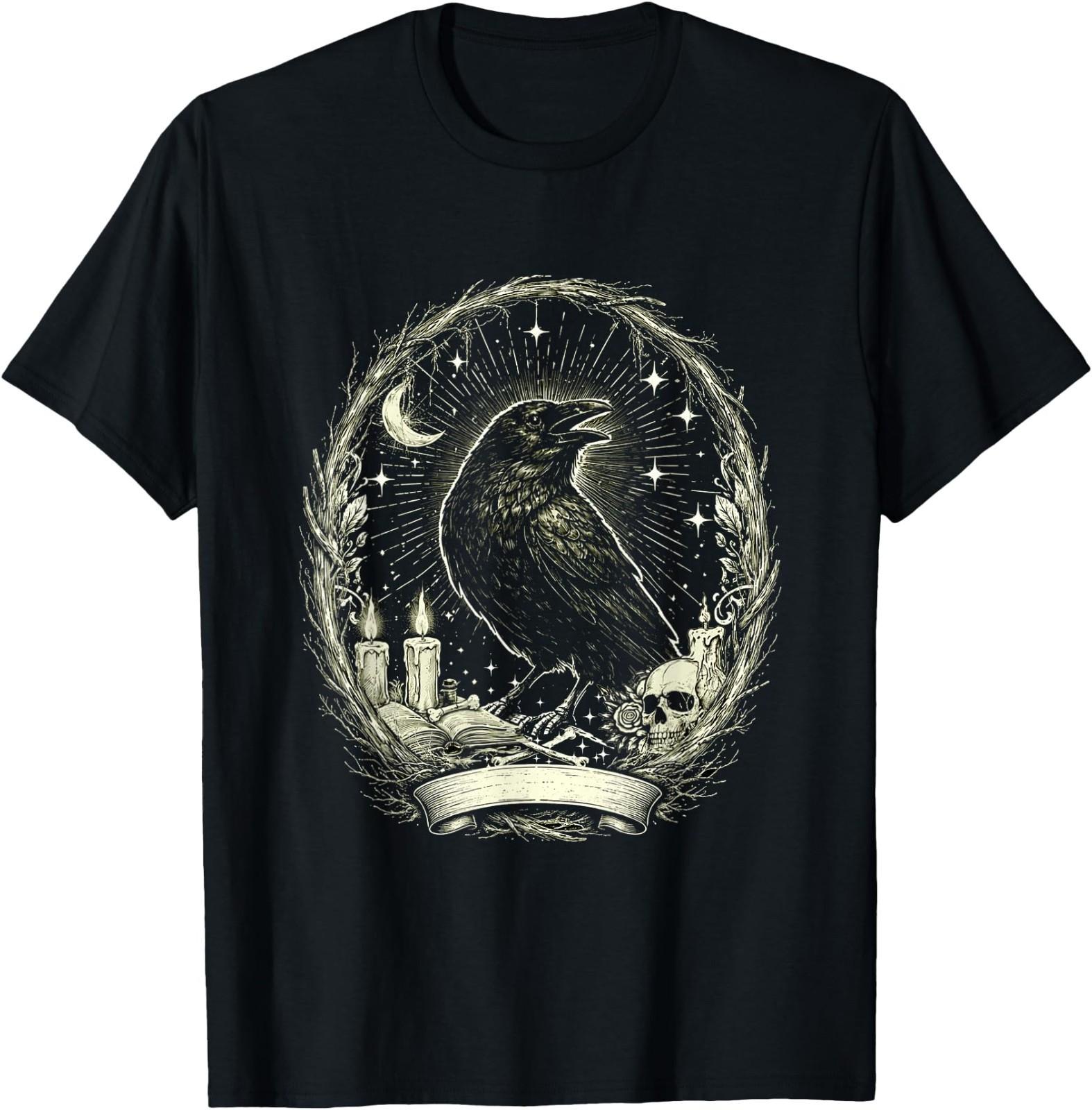 Gothic Raven Vintage Design T-Shirt 2XL