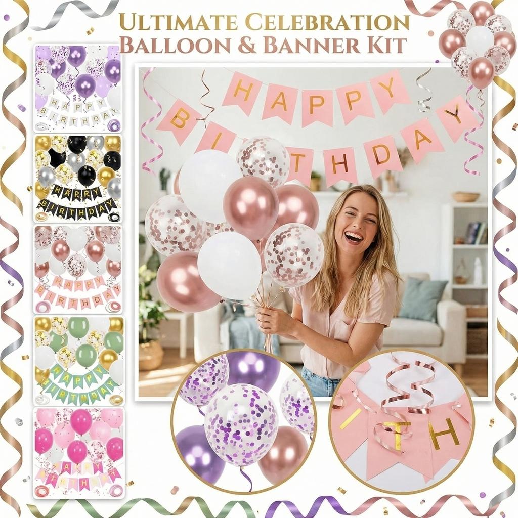 19 Pieces Birthday Party Balloon Set Happy Birthday Banner Garland Balloon Decorations for Birthday Party Supplies