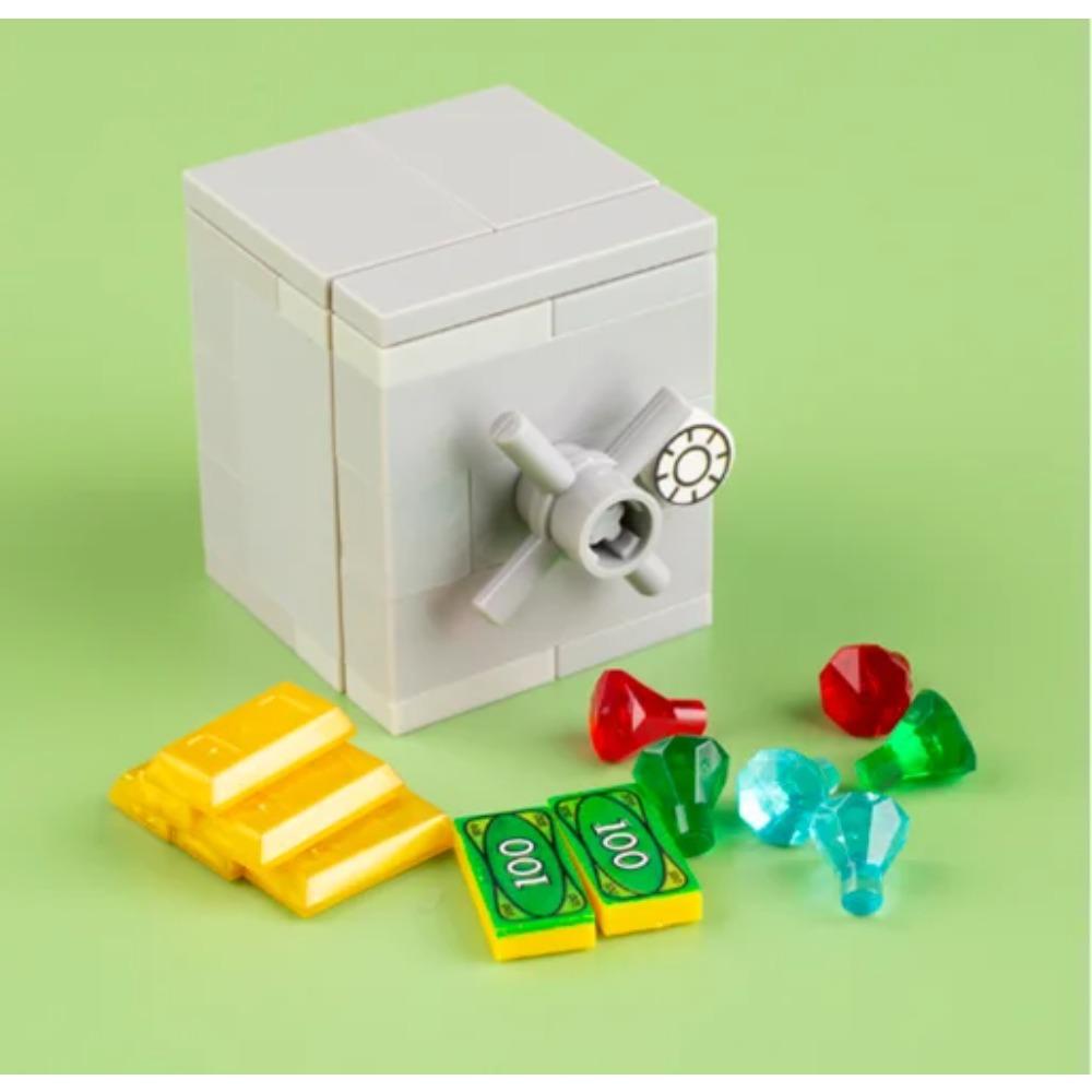 City Treasure Building Blocks MOC Dollar Cash Gold Silver Mine Egg Transparent Diamond ATM Machine Safe Money Bag DIY Toys K037