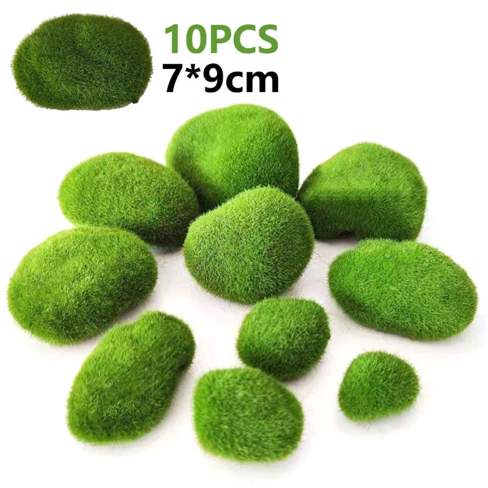 

10PCS Artificial Moss Rocks 7 x 9cm Realistic Faux Stone Shooting Prop Decor Garden Glass Container Crafts A